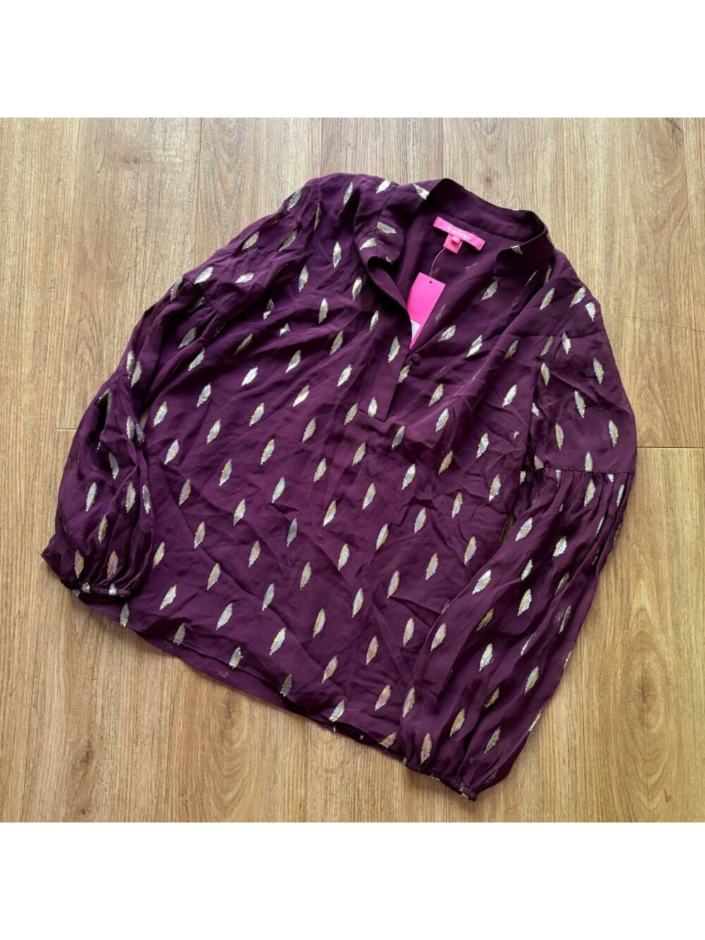 Lilly Pulitzer Shea Silk Long Sleeve Tunic Top Cabernet Berry NWT Women’s Sz XS